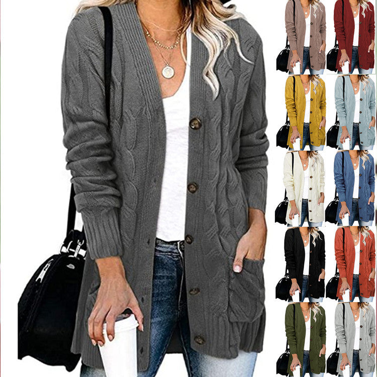 Damen Strickjacke mit dekorativem Zopfmuster und praktischen Taschen R&B