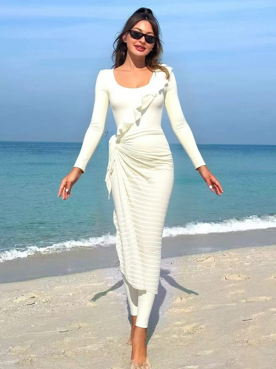 Damen Elegantes Sommerkleid mit Wickeloptik R&B