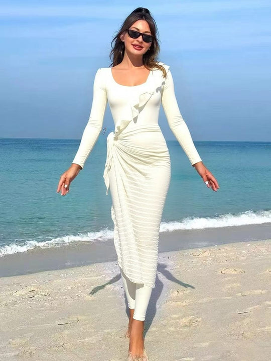 Damen Elegantes Sommerkleid mit Wickeloptik R&B