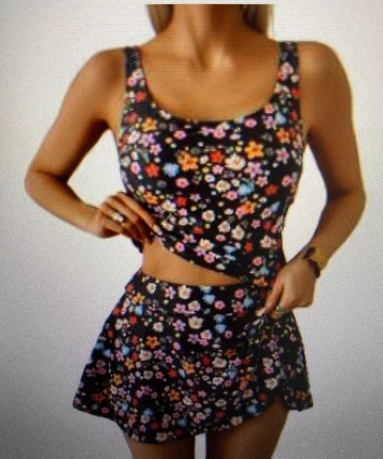Damen Sportliches Tankini-Set mit schmeichelndem Rock R&B