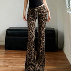 Damen Flared Leopardenmuster Hose R&B