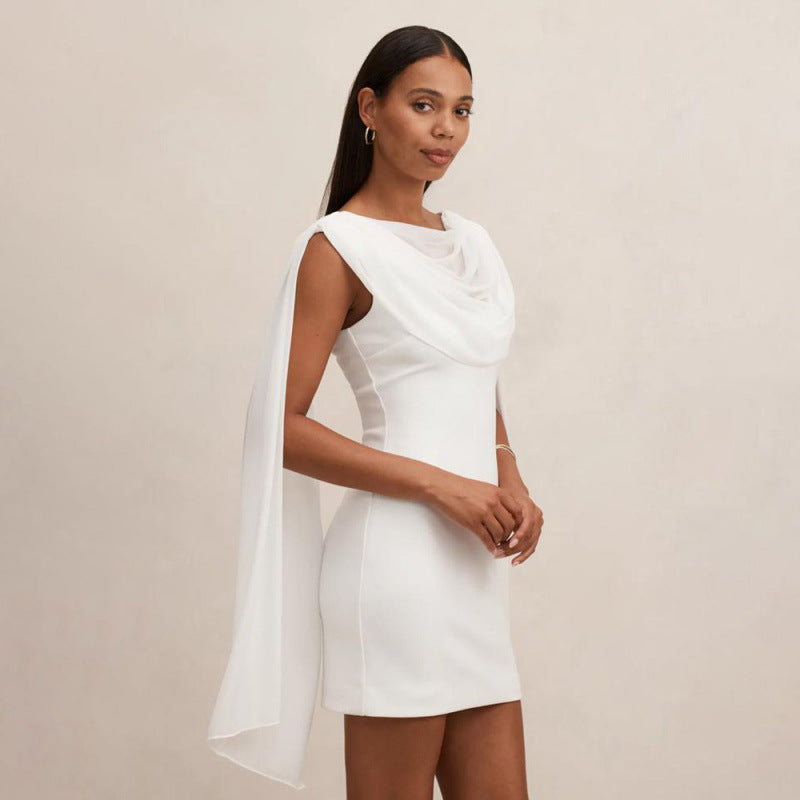 Damen Elegantes Cocktailkleid mit drapierter Schulterpartie und figurbetontem Schnitt R&B