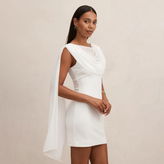 Damen Elegantes Cocktailkleid mit drapierter Schulterpartie und figurbetontem Schnitt R&B