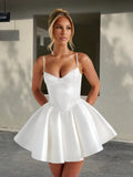 Damen Couture Mini-Kleid mit schickem A-Linien Schnitt und Spaghettiträgern