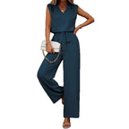 Damen Eleganter Suit mit V-Ausschnitt und Taillenknoten R&B