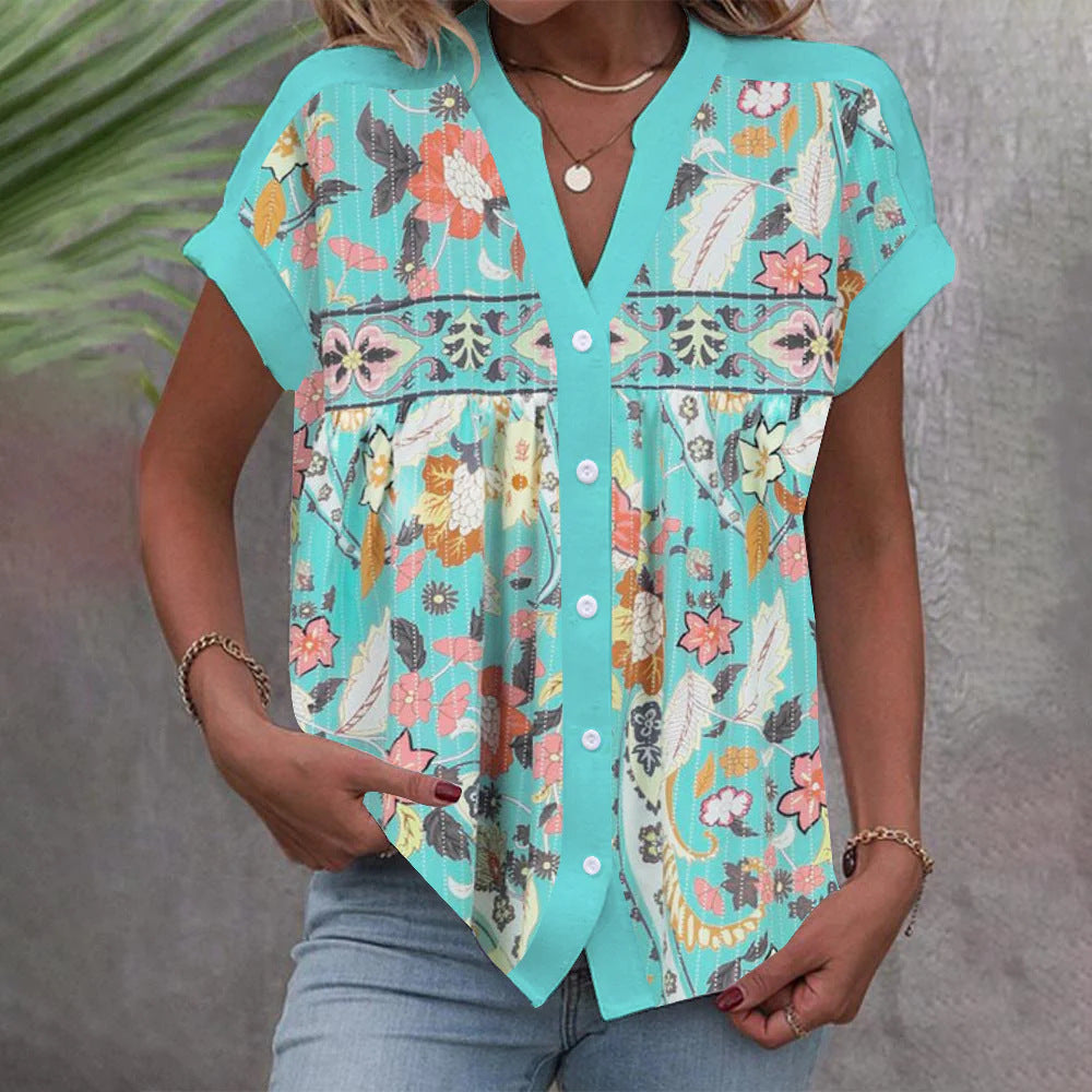 Damen elegante Bluse mit floralem Design R&B
