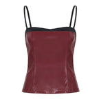 Damen-Crop-Top aus Kunstleder mit raffinierten Trägern R&B