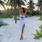 Damen Figurumspielendes Maxikleid mit Cut-Outs und hohem Schlitz R&B