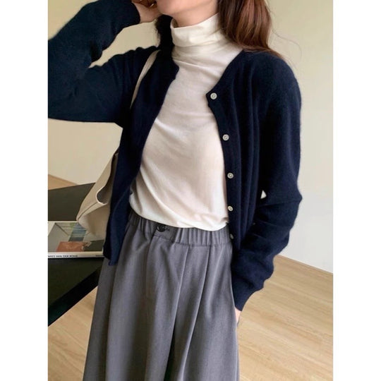 Damen feine Strickjacke mit Knopfleiste und weichem Material R&B