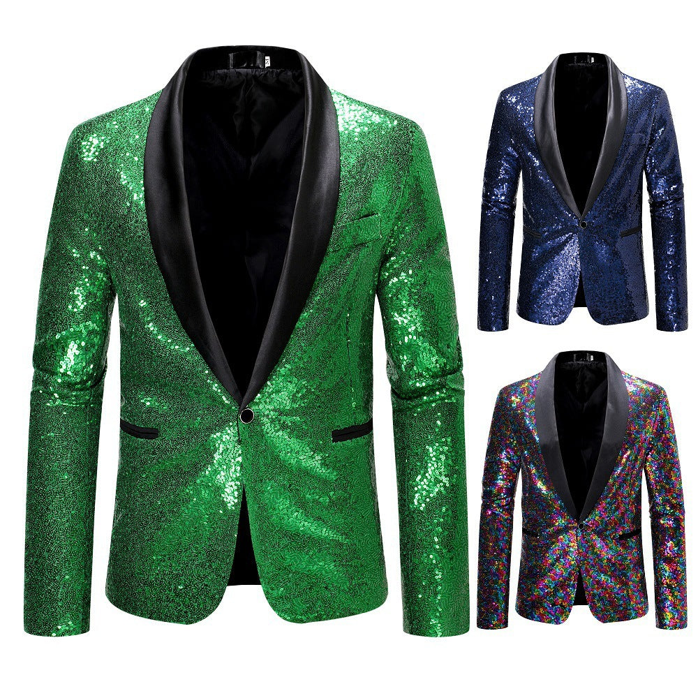 Herren eleganter Pailletten-Blazer mit modernem Schnitt und schimmernden Akzenten R&B