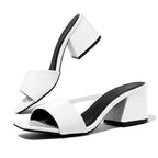 Damen Offene Blockabsatz-Sandalen mit Krokodilprägung R&B