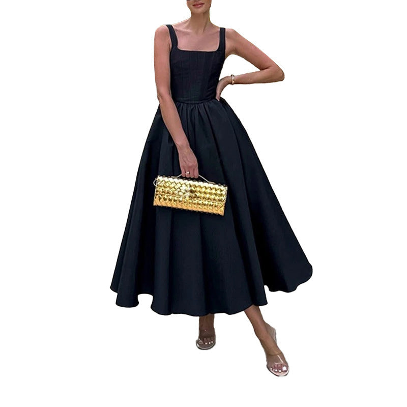Damen Elegantes Ballkleid mit Einem Taillierten Oberteil und Weichem, Schwingendem Rock R&B