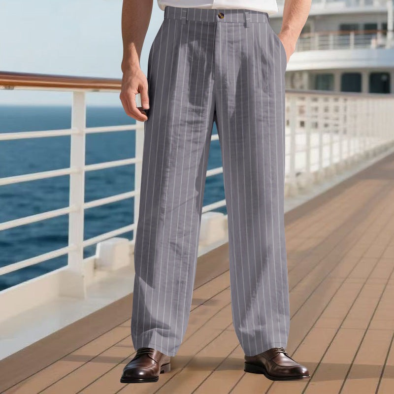 Herren Elegante Streifenhose mit lockerem Schnitt und praktischen Taschen R&B