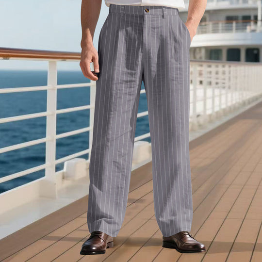 Herren Elegante Streifenhose mit lockerem Schnitt und praktischen Taschen R&B