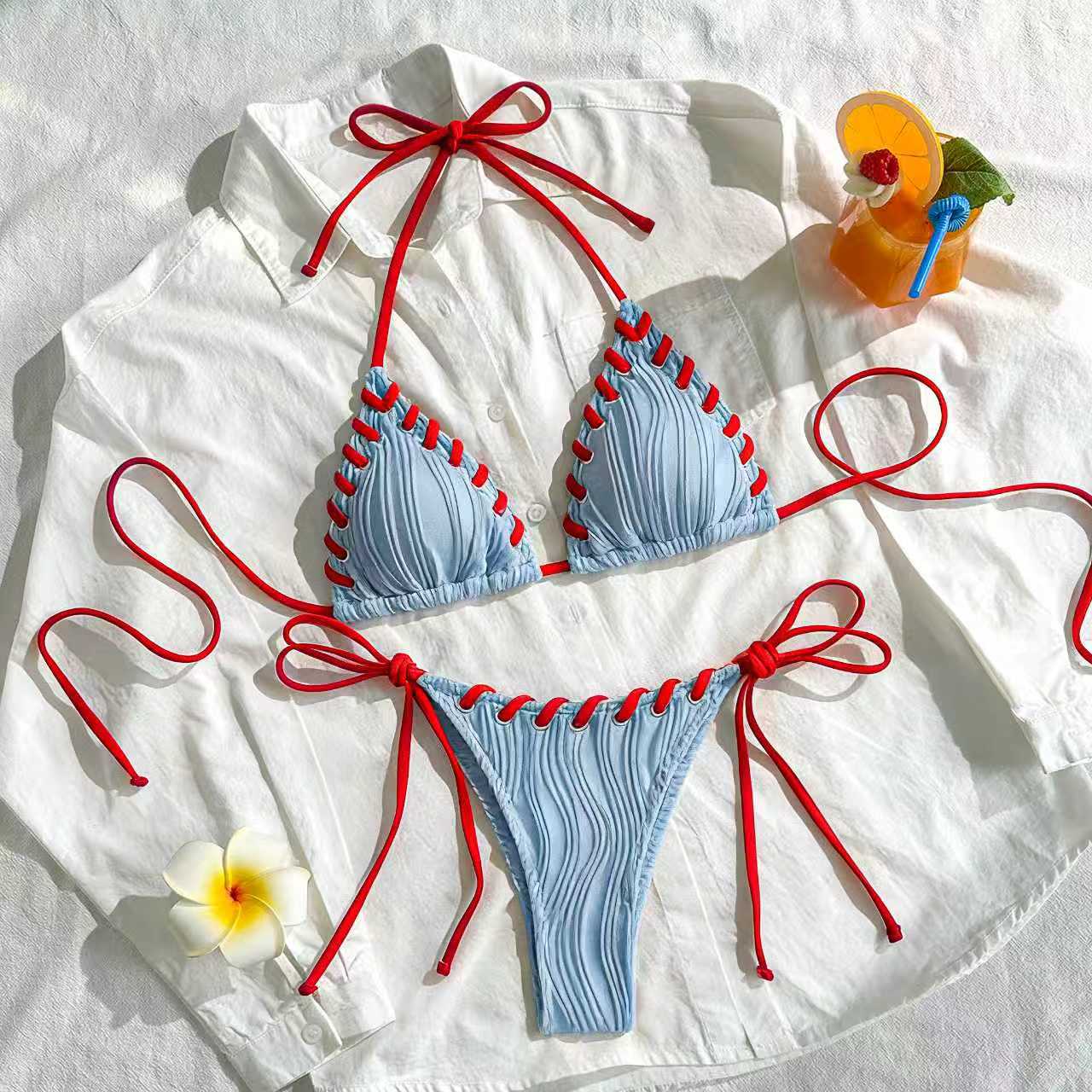 Damen Triangel-Bikini mit Rüschendetails R&B