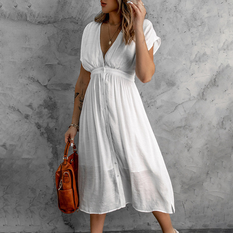 Damen Sommerkleid mit knopflosem Design und fließendem Schnitt R&B