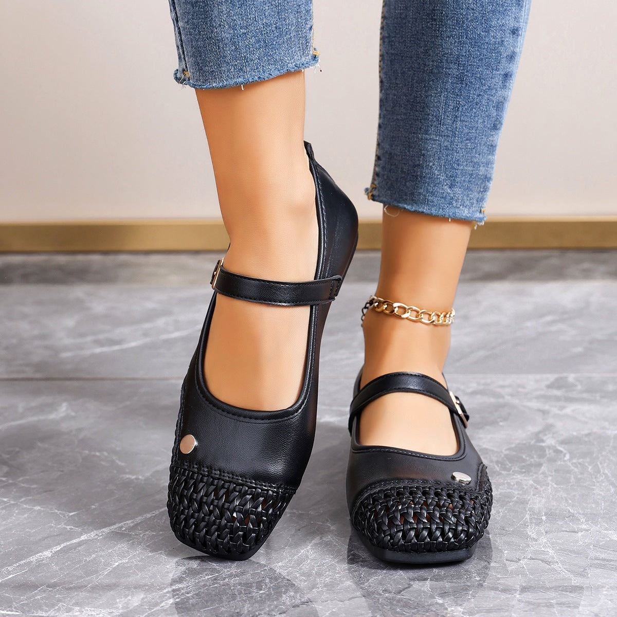 Damen Bequeme und elegante Ballerinas mit geflochtenem Muster R&B