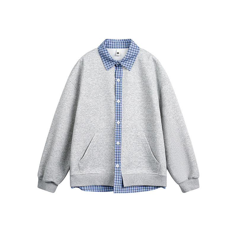 Damen Lässiger Oversized Kapuzenpullover mit Hemdkragen R&B