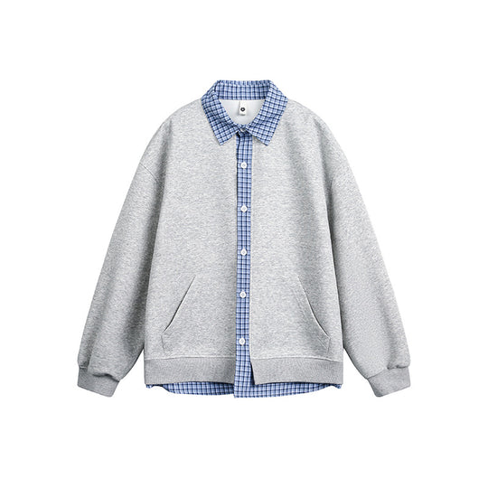 Damen Lässiger Oversized Kapuzenpullover mit Hemdkragen R&B