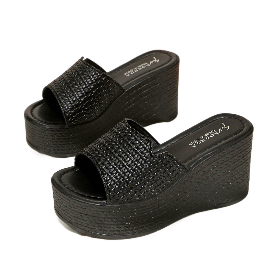Damen Wedge-Pantoletten mit geflochtenem Obermaterial und rutschfester Sohle R&B