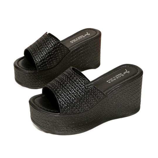 Damen Wedge-Pantoletten mit geflochtenem Obermaterial und rutschfester Sohle R&B