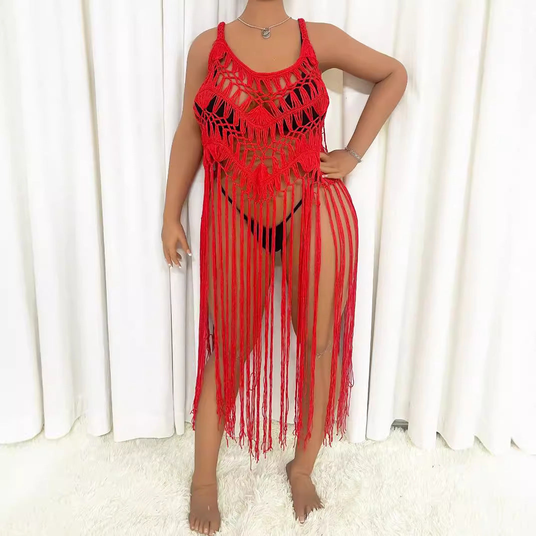 Damen Strandponcho mit Fransen R&B