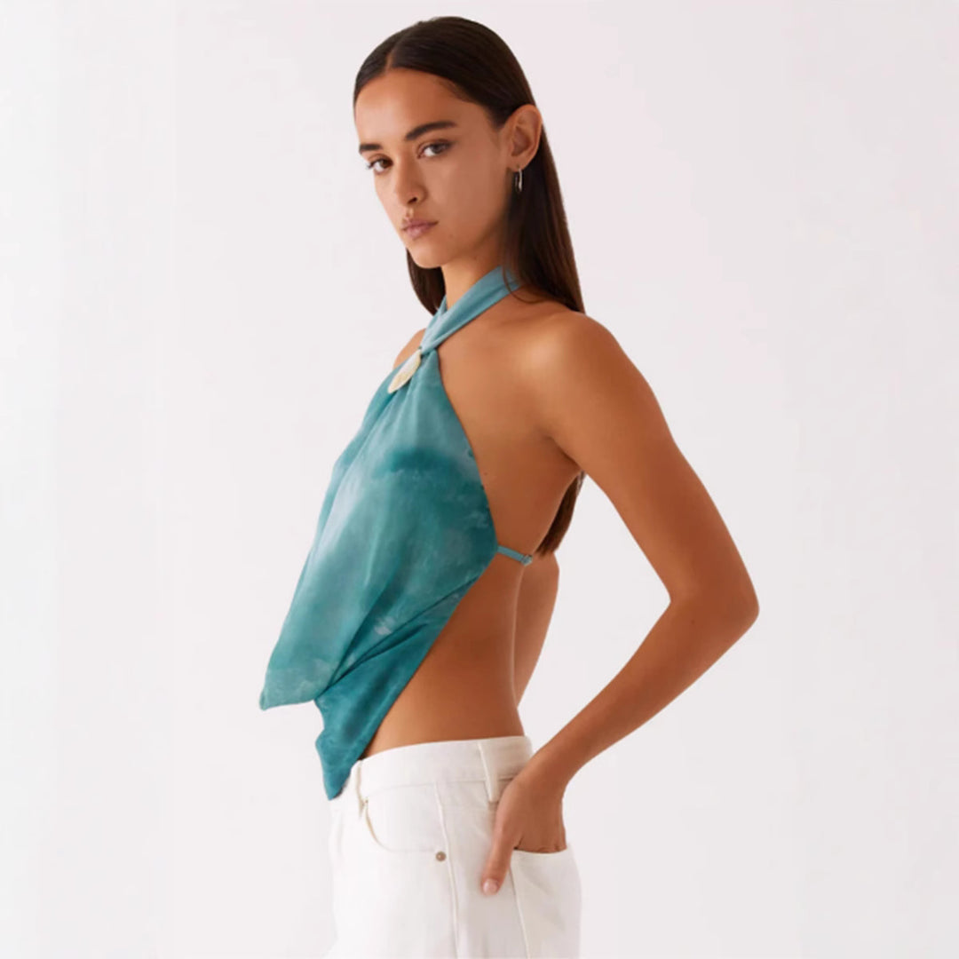 Damen Halstopp im angesagten Wickel-Design mit hochwertigem Details R&B