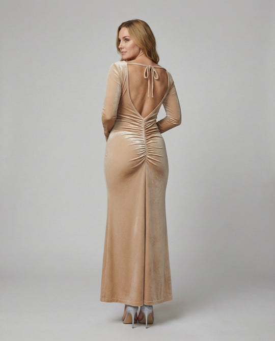 Damen Elegantes und figurbetontes Langarm-Midi-Kleid R&B