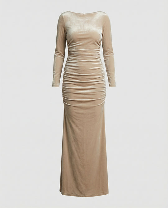 Damen Elegantes und figurbetontes Langarm-Midi-Kleid R&B