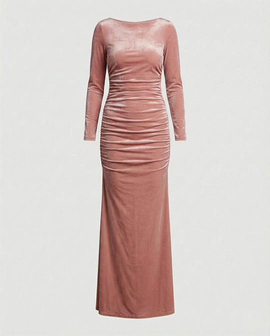 Damen Elegantes und figurbetontes Langarm-Midi-Kleid R&B