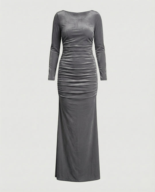 Damen Elegantes und figurbetontes Langarm-Midi-Kleid R&B