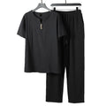 Damen lässiges Lounge-Set mit Knopfdetails und elastischem Bund R&B
