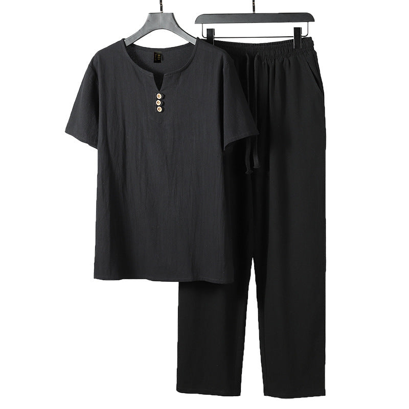 Damen lässiges Lounge-Set mit Knopfdetails und elastischem Bund R&B