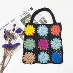 Damen gehäkelte Handtasche mit buntem Blumenmuster R&B