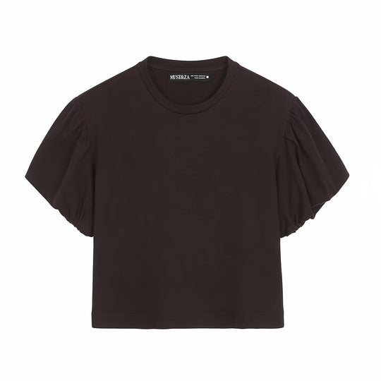 Damen modisches Crop-Top mit voluminösen Puffärmeln R&B