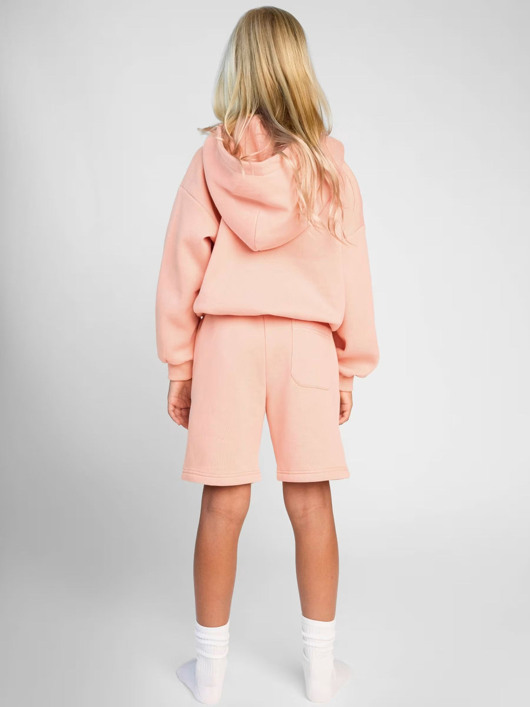 Damen Kapuzensweatshirt und Shorts-Set aus weichem Fleece mit praktischen Taschen R&B