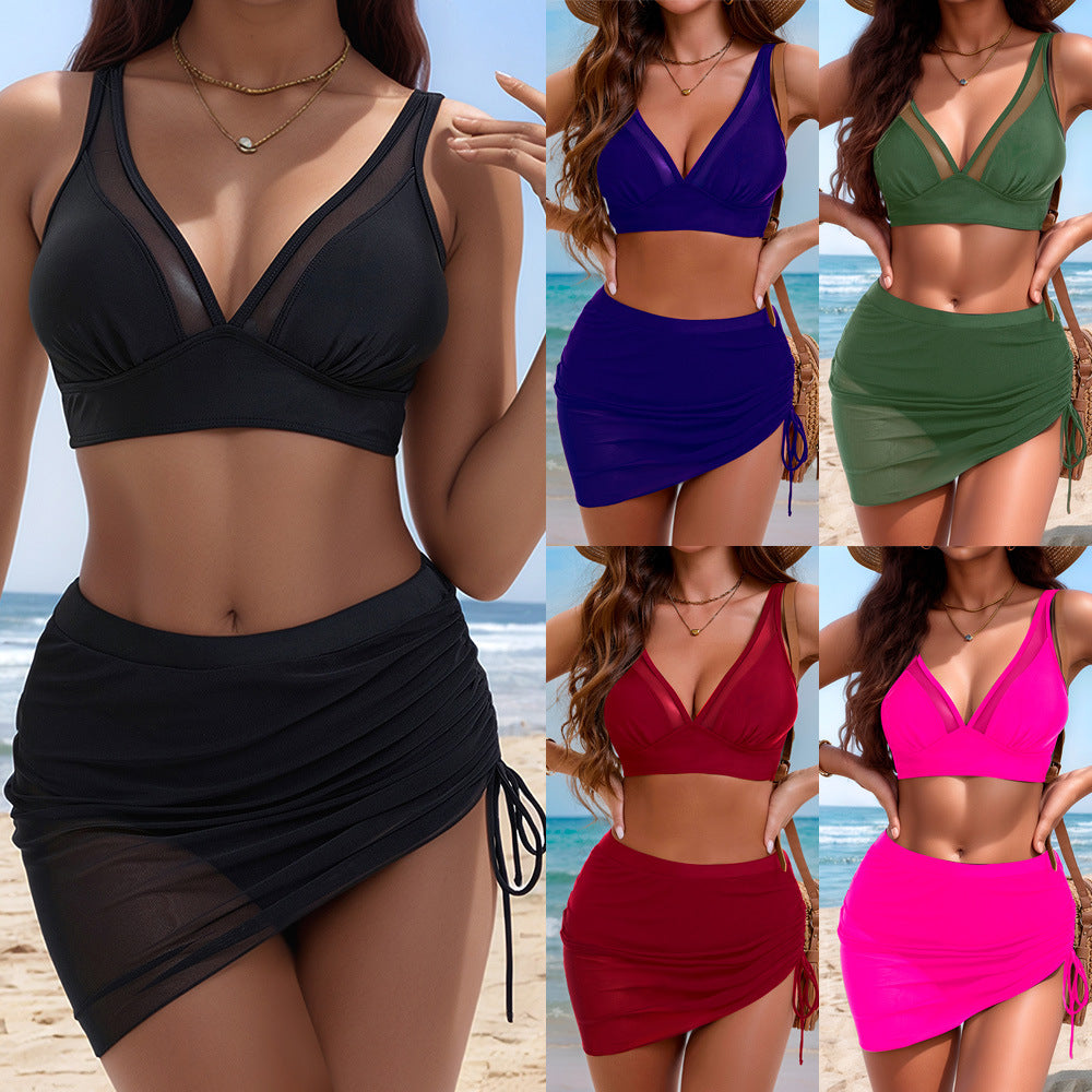 Damen Sportlicher Bikini mit verstellbaren Trägern und seitlichem Raffungselement R&B
