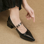Damen spitze Slingback-Pumps mit dekorativem Riemchen und komfortablem Blockabsatz