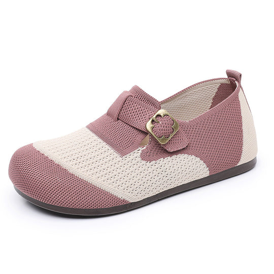 Damen Slip-On Schuhe mit verstellbarem Schnallenverschluss und atmungsaktiver Oberflächenstruktur R&B