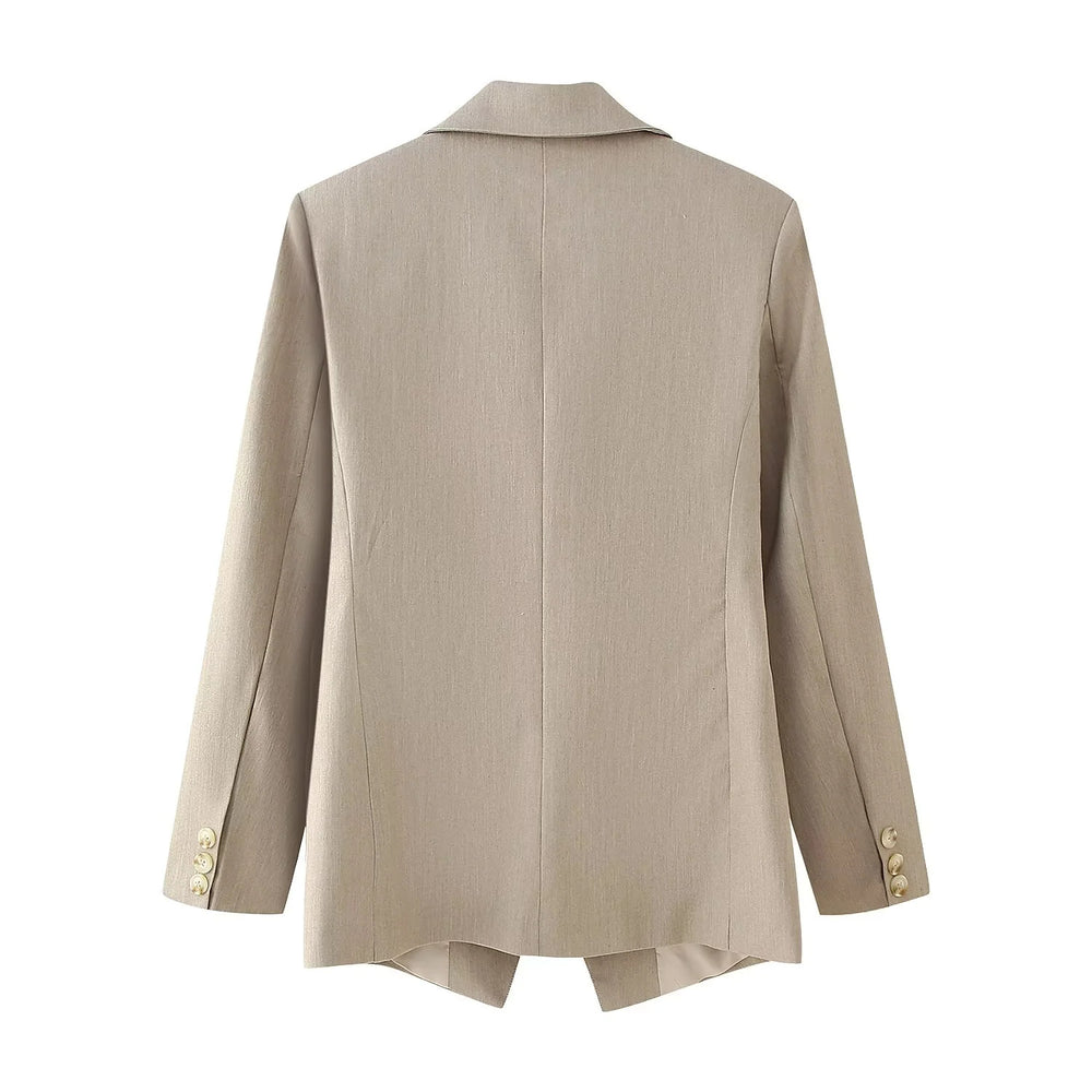 Damen elegante Doppelreiher-Blazerjacke mit Struktur R&B