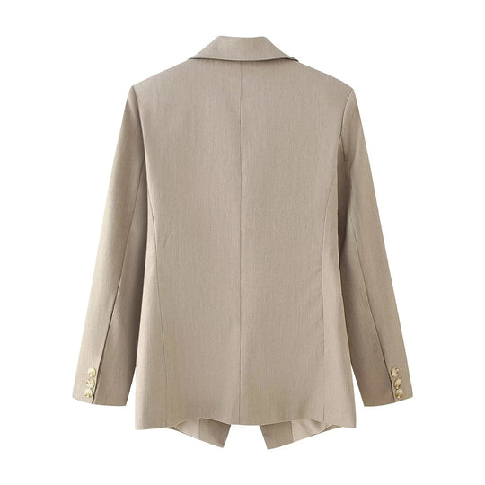 Damen elegante Doppelreiher-Blazerjacke mit Struktur R&B