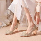 Damen glamouröse High Heels mit funkelndem Schleifenakzent R&B