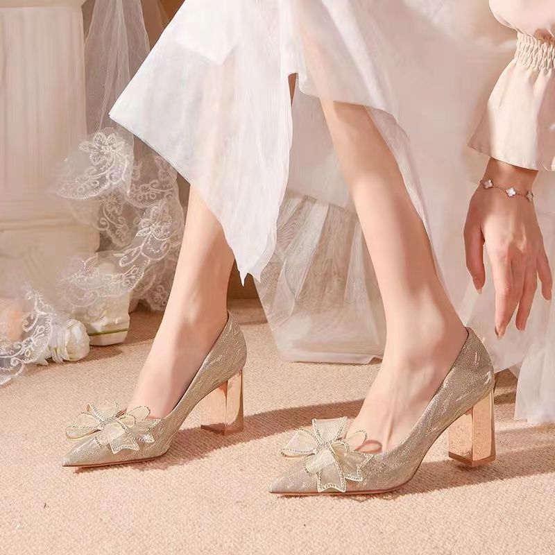 Damen glamouröse High Heels mit funkelndem Schleifenakzent R&B