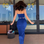 Damen Figurbetontes Maxikleid mit transparenten Einsätzen und Raffung R&B