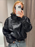 Damen elegante und voluminöse jacke mit Stehkragen R&B