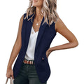 Damen ärmelloser Blazer mit modernen Taschen R&B