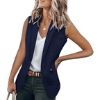 Damen ärmelloser Blazer mit modernen Taschen R&B