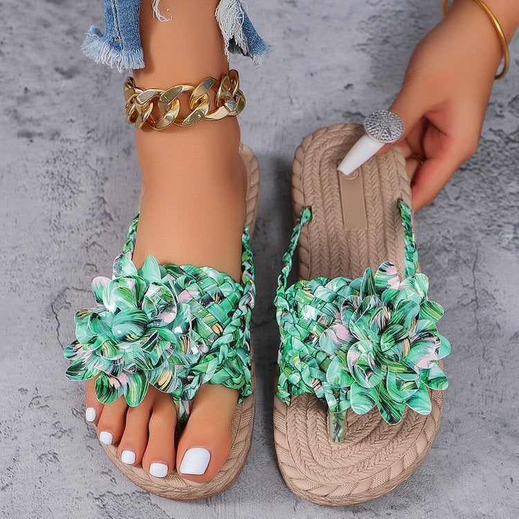 Damen Komfortable Zehentrenner-Sandalen mit floralem Detail R&B
