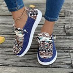 Damen Bequeme Sneaker mit buntem Tribal-Muster und elastischen Schnürsenkeln R&B