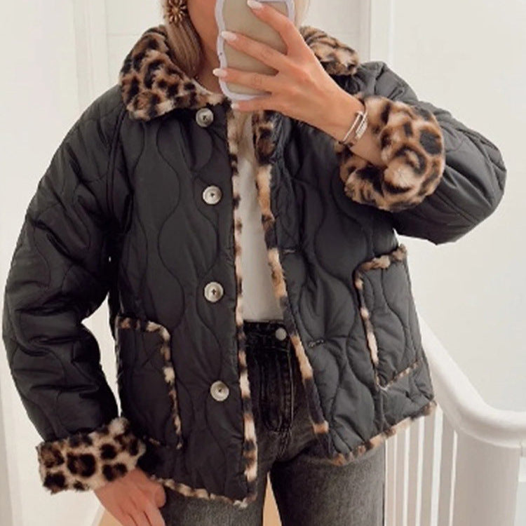 Damen Kunstfelljacke mit modischem Leopardenmuster und komfortablem Schnitt R&B